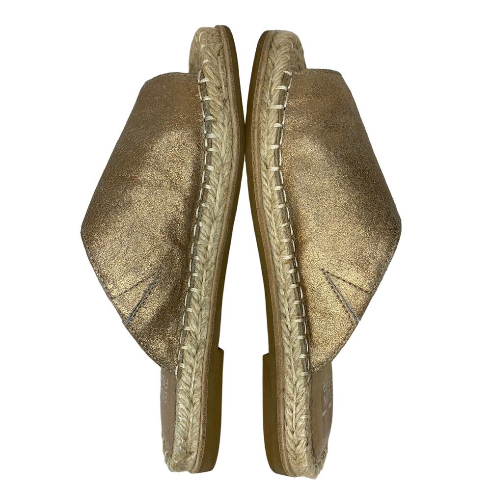 EILEEN FISHER Milly Gold Metallic Suede Espadrille Sandal Size 5.5 #EF46536B - Picture 5 of 9